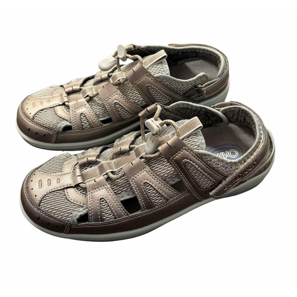 OrthoFeet 997 Verona Pewter Gray Womens 8 Wide Comfort Fisherman Sandals Shoe